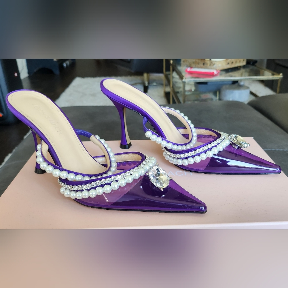Mach & Mach Diamond of Elizabeth Pointed Toe Heeled Mules